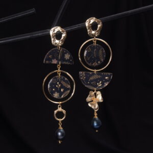 paper-earrings-with-river-pearl-and-flower-16568 Paper earrings with river pearl and flower