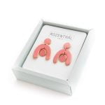 Porcelain Earrings - Arch, Pink with Gold Edges