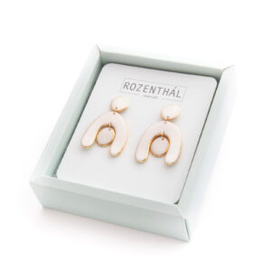 Porcelain earrings - arch, white with gold edges