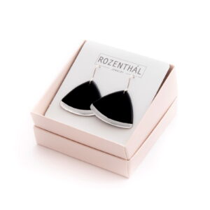 Porcelain earrings, black with platinum edge