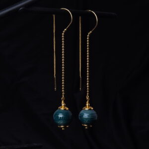 Threader paper earrings, long chain