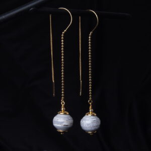 Threader paper earrings, long chain