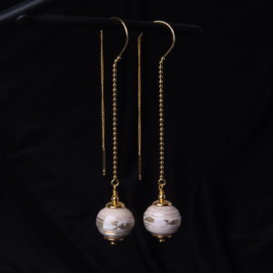 Threader paper earrings, long chain