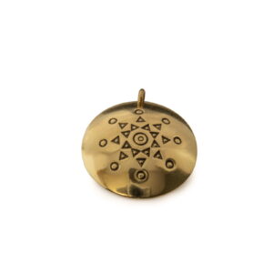 Brass pendant with sun and god symbols, ⌀ 30 mm
