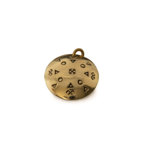 Brass pendant with ethnographic symbols, ⌀ 25 mm