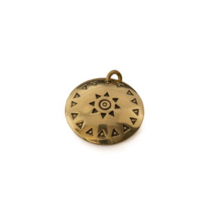 Brass pendant with sun and god symbols, ⌀ 25 mm