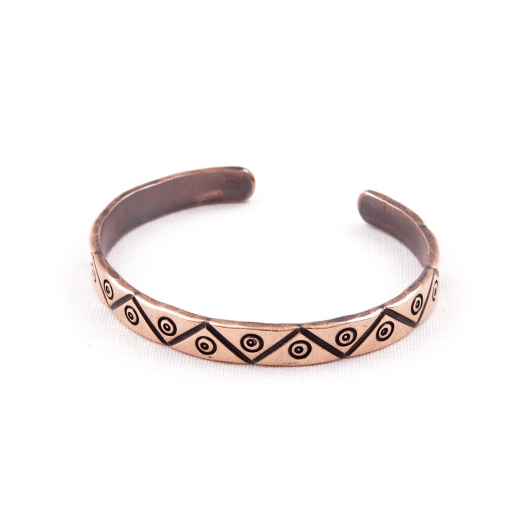 Copper Bracelet with Ethnographic Symbols