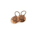 Copper Earrings with Sun and God Symbols, ⌀ 15 mm