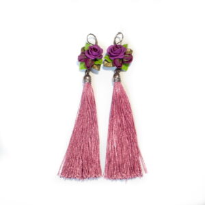 flower-tassel-earrings-roses-purple-10709 Flower tassel earrings – roses - purple