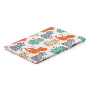 Linen kitchen towel with colorful cats, 47x70 cm