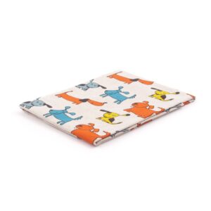 Linen kitchen towel with colorful dogs, 47x70 cm
