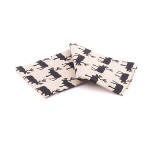 Linen kitchen towel with deers, 47x70 cm