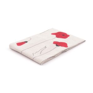 Linen kitchen towel with poppy flowers, 47x70 cm