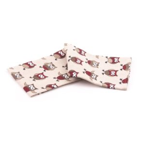 Linen kitchen towel with owls, 47x70 cm