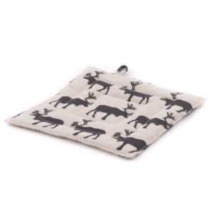 Linen pot holder with deer, 23x23 cm