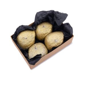 Stone candle set "little pebble", gold, 4 pcs