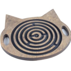 Handheld wooden labyrinth for kids - cat
