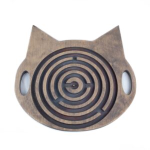 Handheld wooden labyrinth for kids - cat