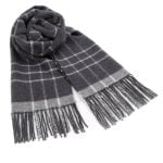 Merino Wool Scarf with Pattern, Dark Charcoal, 34x190 cm