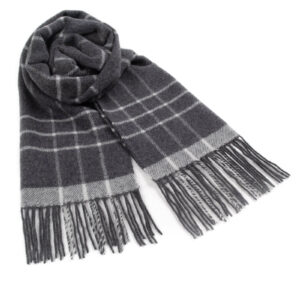 Merino wool scarf with pattern, dark charcoal, 34x190 cm