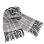 Merino Wool Scarf with Pattern, Gray, 36x190 cm
