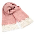 Wool Scarf with Fine Zigzag Pattern, Pink, 37x180 cm
