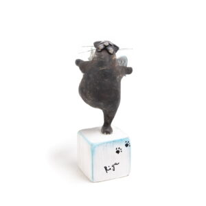 Smiling cat - angel on cube, riga, 16 cm