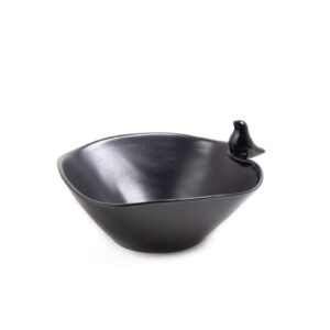Ceramic bowl with bird, black, ⌀16.5 cm