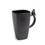 Ceramic Mug with Bird, Black, 600 ml