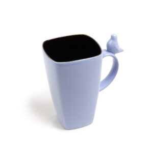 Ceramic mug with bird, light blue, 600 ml