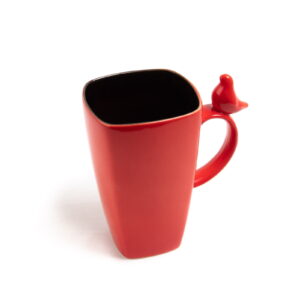 ceramic-mug-bird-red-600-ml-top-13638 Ceramic mug with bird, red, 600 ml