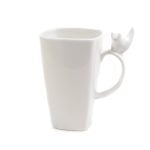 Ceramic Mug with Cat, White, 600 ml