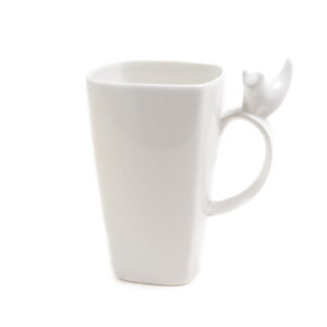 Ceramic mug with cat, white, 600 ml