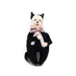 Doll in Black Cat Costume with Pink Bow, 17 cm