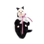 Doll in Black Cat Costume with Pink Bow, 17 cm