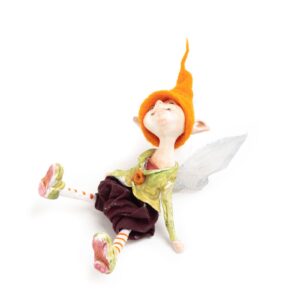 elf-dreamer-orange-felt-hat-21556 Sitting elf "dreamer" in orange felt hat
