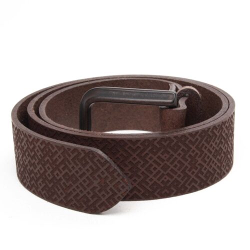 Genuine leather belt with lielvardes belt pattern, brown