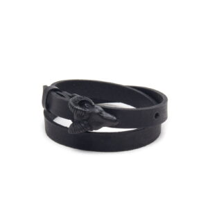 Genuine leather bracelet with black ram