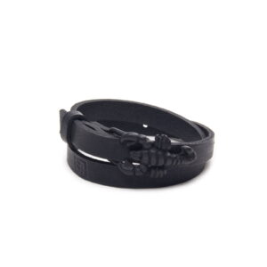 Genuine leather bracelet with black scorpion