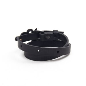 Genuine leather bracelet with black snake