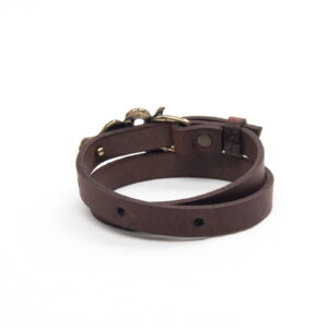 leather-bracelet-bronze-snake-back-18477 Genuine leather bracelet with bronze snake