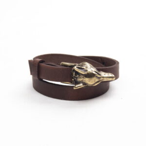 leather-bracelet-bronze-wolf-side-18209 Genuine leather bracelet with bronze wolf