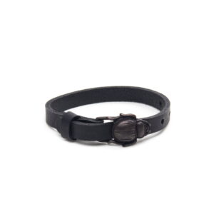 Genuine leather bracelet with copper scarab