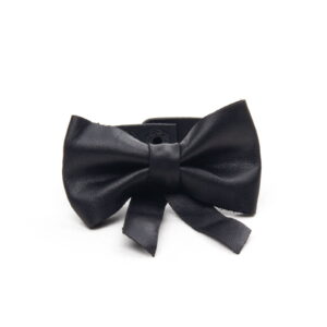 Genuine leather bracelet "elegant bow", black