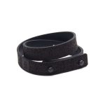 Double Wrap Leather Bracelet with Lielvardes Belt Pattern, Black