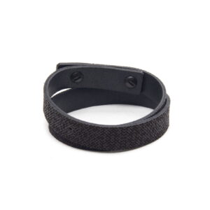 Double wrap leather bracelet with lielvardes belt pattern, black