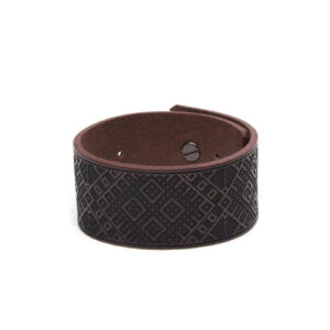 Genuine leather bracelet with lielvardes belt pattern, brown