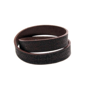 Double wrap leather bracelet with lielvardes belt pattern, brown