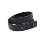Double Wrap Leather Bracelet with Lielvardes Belt Pattern, Grey