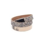 Triple Wrap Leather Bracelet with Lielvardes Belt Pattern, Beige